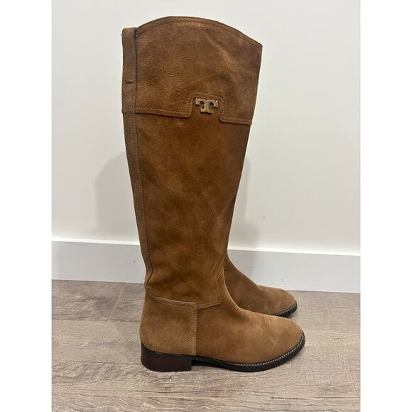 Tory Burch Tan Suede Wembley Riding Knee Length Boots - Picture 4 of 10